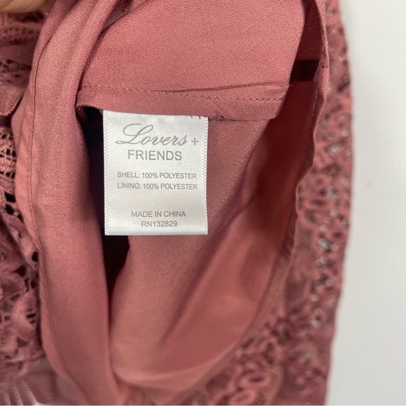Lovers + Friends DREAM VACAY DRESS In Mauve Pink S Off Shoulder Revolve Lace - Picture 12 of 16